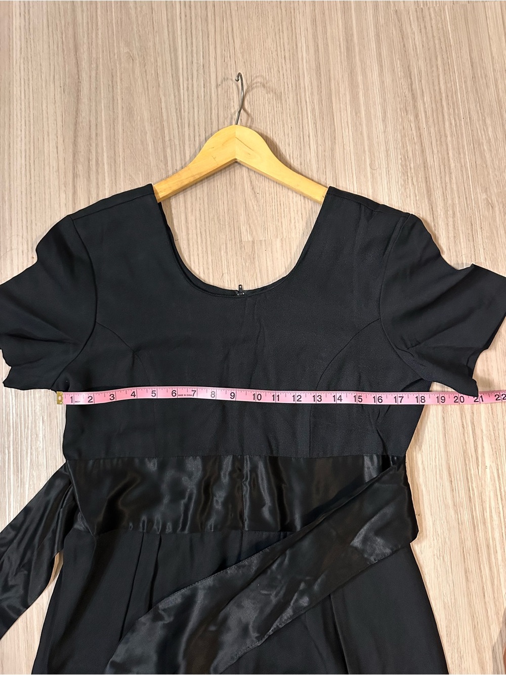Another Thyme 90’s Black Rayon Dress 12 Satin Belt Dark Romantic Whimsigoth - Picture 5 of 7